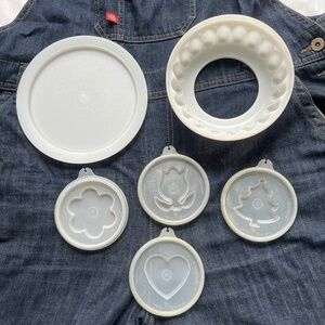 Tupperware Jello Jelly Mould 6 Piece Set 4 Shapes Made Japan Tree Flower Heart